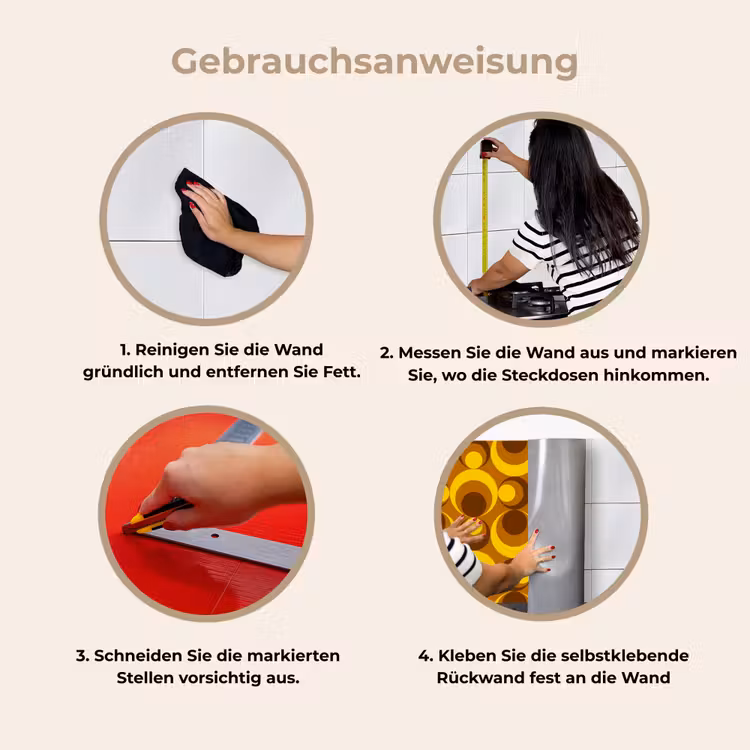 Patronen - Retro - Bruin - Geel keuken achterwand 2 middel 871 -gebruiksaanwijzing_DE