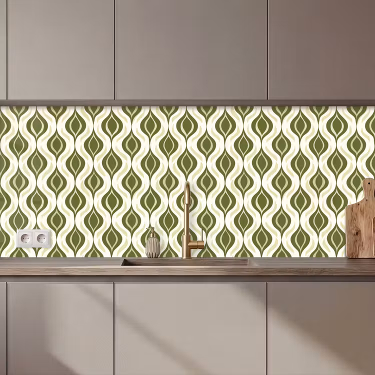 Patroon - Retro - Groen keuken achterwand 2 middel 871 zz_3dshopping