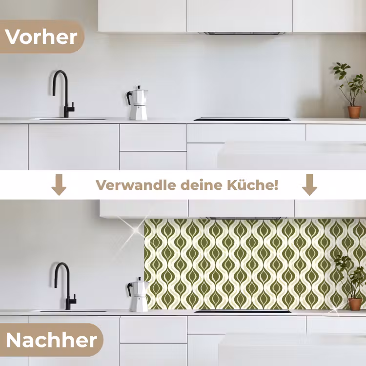 Patroon - Retro - Groen keuken achterwand 2 middel 871 -voor-na_DE
