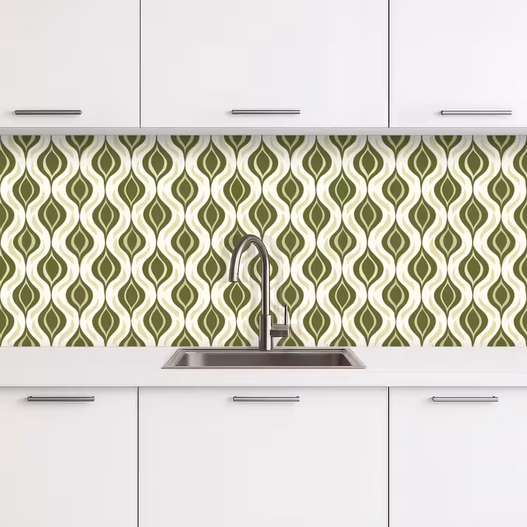 Patroon - Retro - Groen keuken achterwand 2 middel 871 -3d