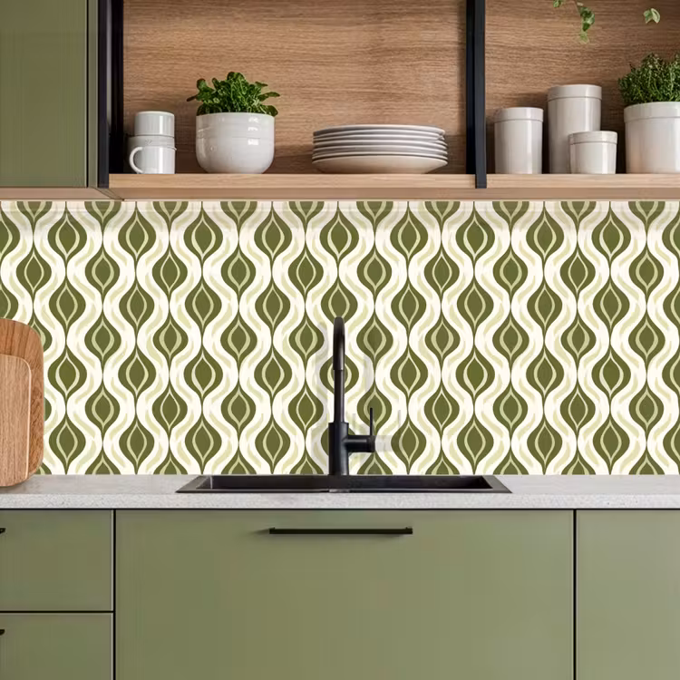 Patroon - Retro - Groen keuken achterwand 2 middel 871 -sfeer3
