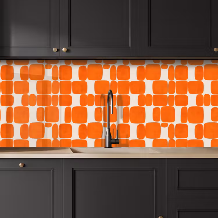 Patroon - Retro - Oranje keuken achterwand 2 middel 871 -sfeer1
