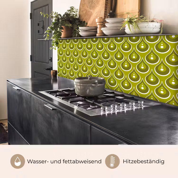 Patronen - Retro - Regen - Druppel - Groen keuken achterwand 2 middel 871 -usp_DE