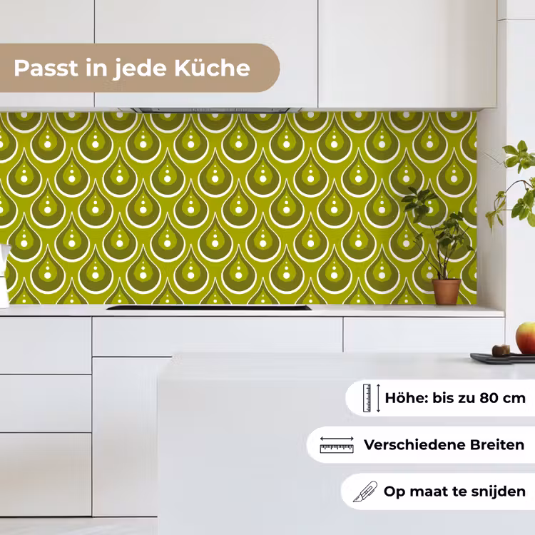 Patronen - Retro - Regen - Druppel - Groen keuken achterwand 2 middel 871 -sfeer4_DE