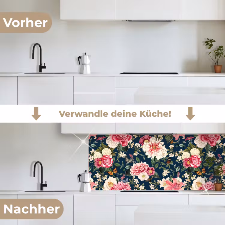 Patronen - Roos - Bladeren keuken achterwand 2 middel 871 -voor-na_DE