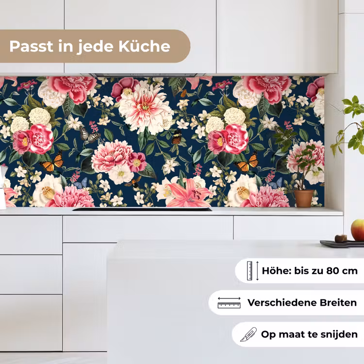 Patronen - Roos - Bladeren keuken achterwand 2 middel 871 -sfeer4_DE