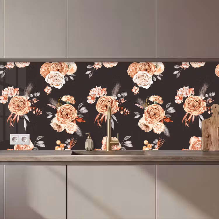 Patronen - Rozen - Zwart keuken achterwand 2 middel 871 zz_3dshopping