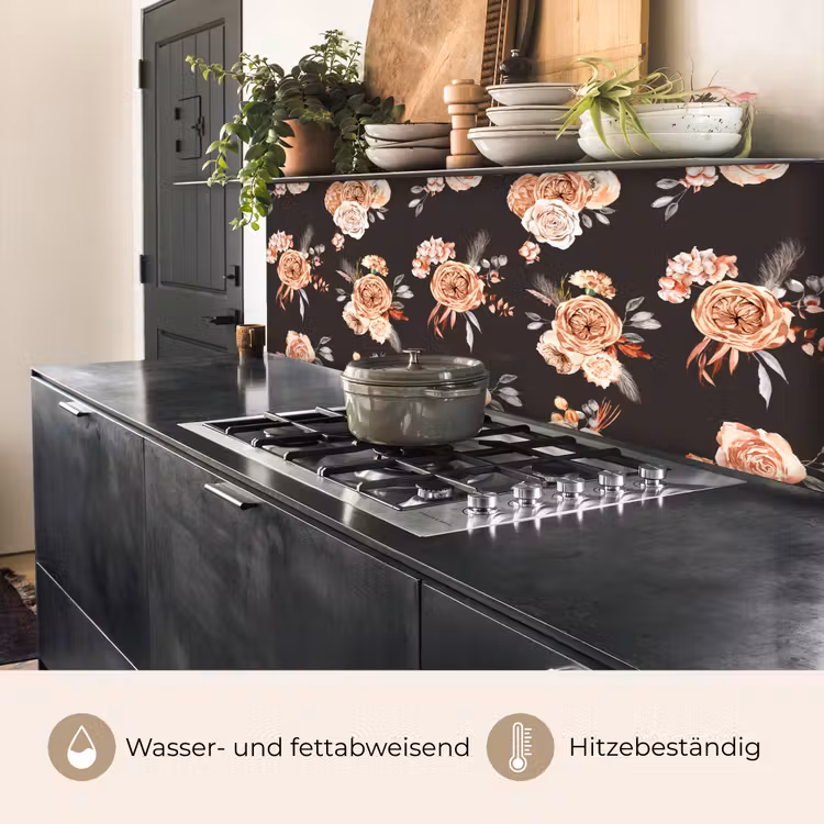 Patronen - Rozen - Zwart keuken achterwand 2 middel 871 -usp_DE