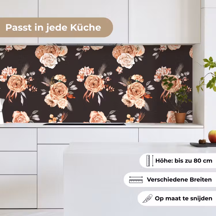 Patronen - Rozen - Zwart keuken achterwand 2 middel 871 -sfeer4_DE