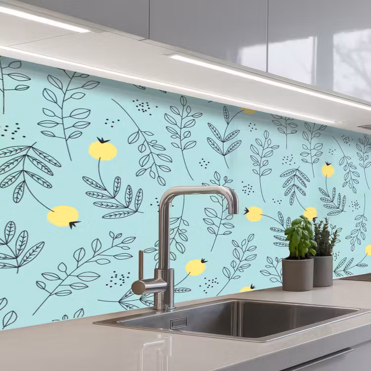 Patronen - Zaad - Planten keuken achterwand 2 middel 871 -3d_schuin