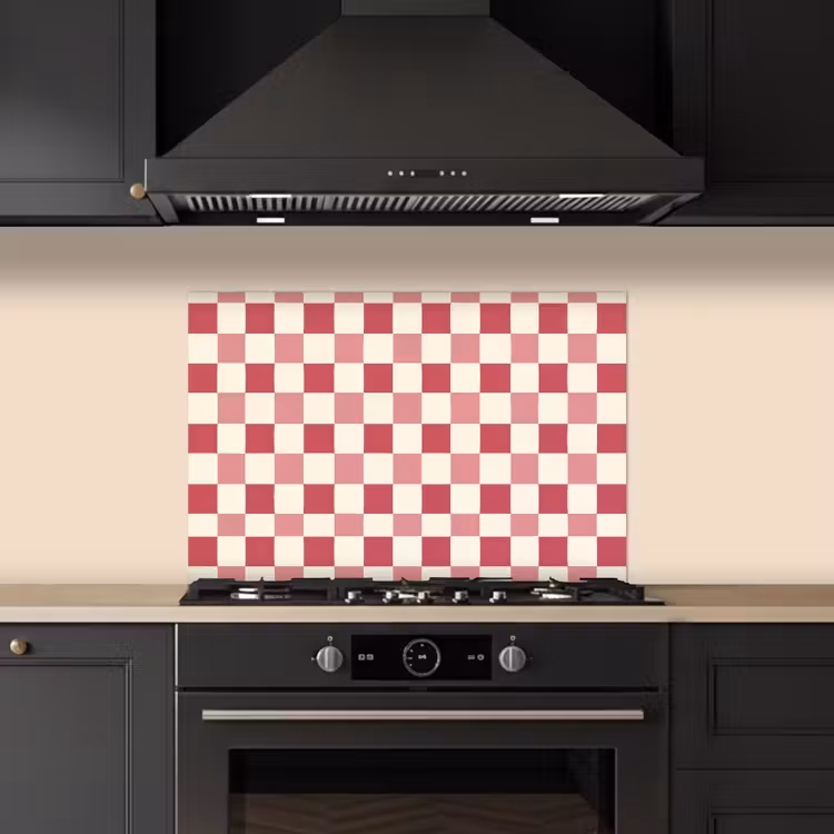 Patroon - Schaak - Roze keuken achterwand spatscherm klein 900 -sfeer1