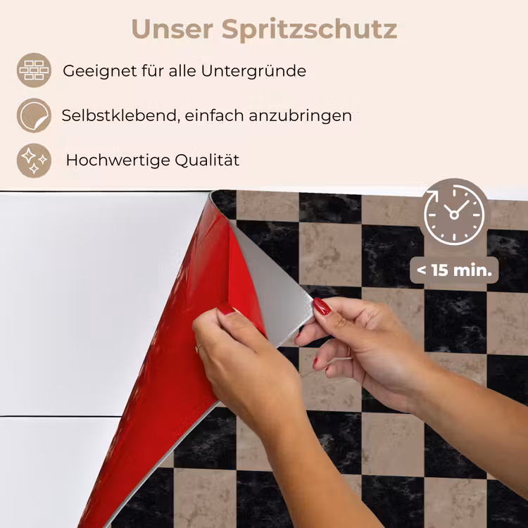 Patroon - Dambord - Marmer keuken achterwand spatscherm klein 900 -spatscherm_DE