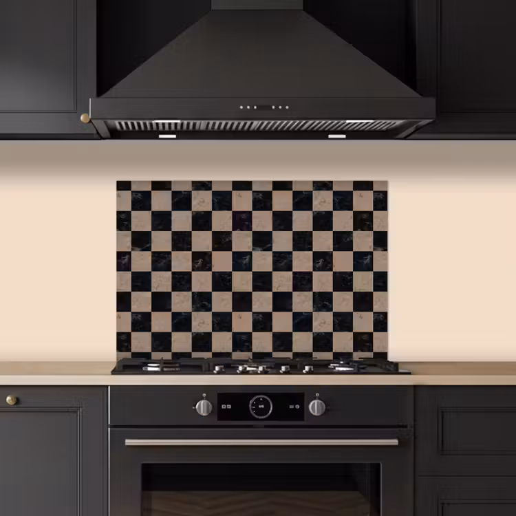 Patroon - Dambord - Marmer keuken achterwand spatscherm klein 900 -sfeer1