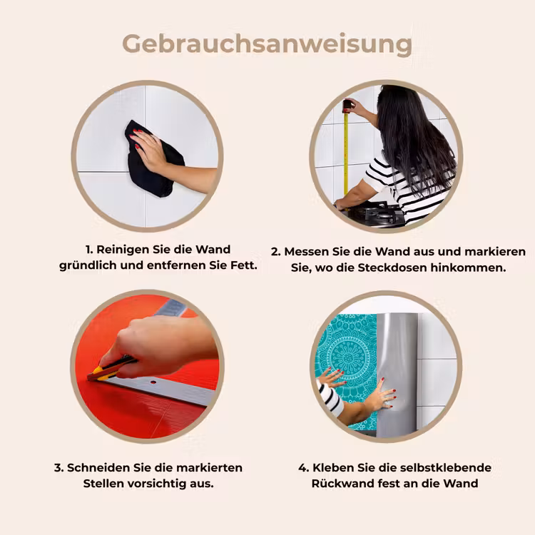 Patroon - Zonnebloemen - Mandala keuken achterwand 2 middel 871 -gebruiksaanwijzing_DE