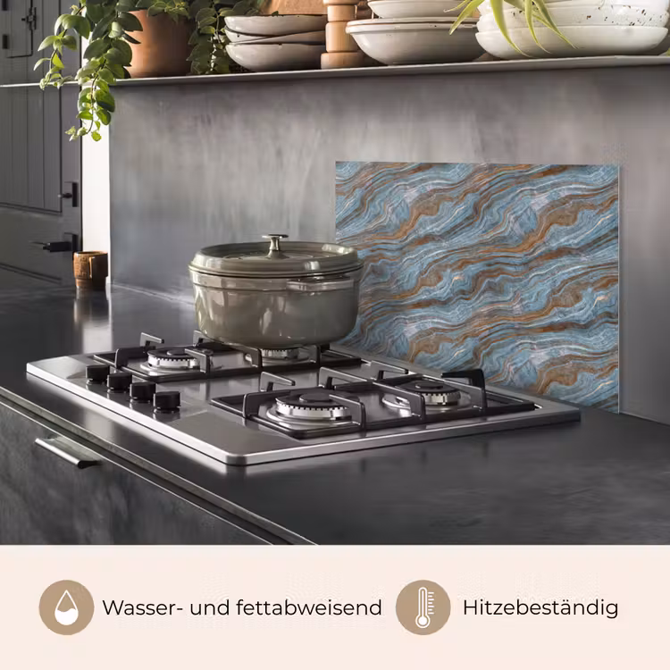 Patroon - Steen - Blauw keuken achterwand spatscherm klein 900 -usp_DE