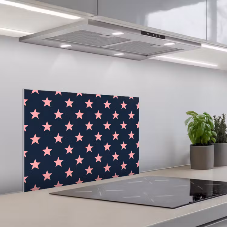 Patroon - Sterren - Roze keuken achterwand spatscherm klein 900 -3d_schuin