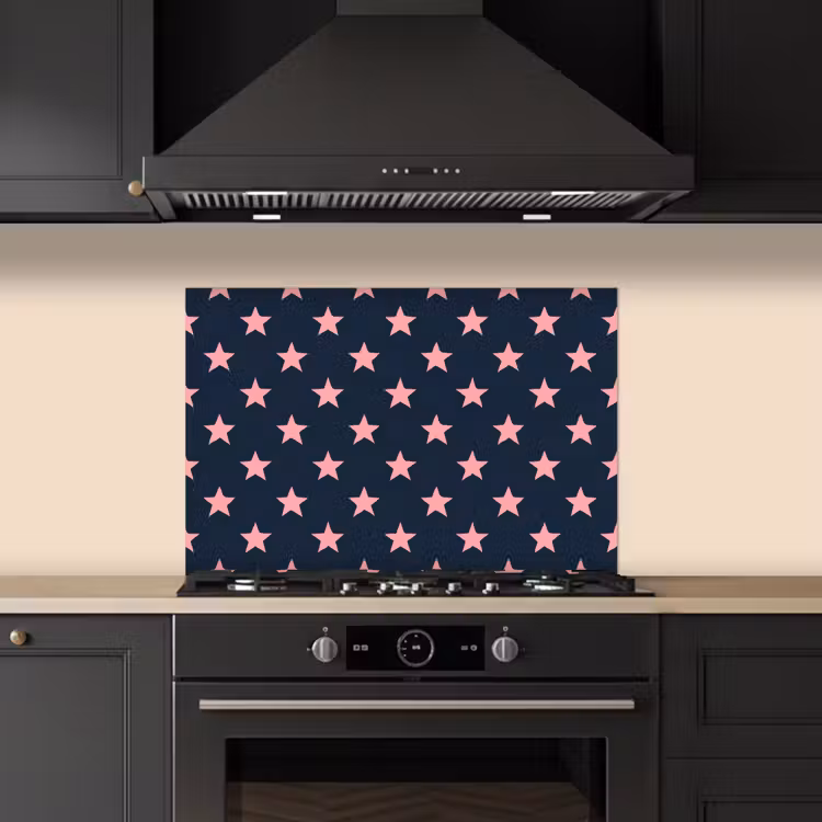Patroon - Sterren - Roze keuken achterwand spatscherm klein 900 -sfeer1
