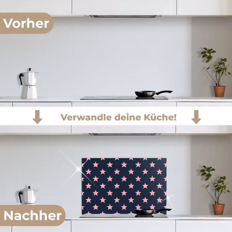 Patroon - Sterren - Roze keuken achterwand spatscherm klein 900 -voor_na_DE