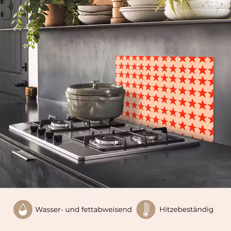 Patroon - Sterren - Rood keuken achterwand spatscherm klein 900 -usp_DE