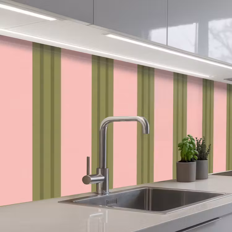 Patroon - Strepen - Abstract - Roze - Groen keuken achterwand 2 middel -3d_schuin