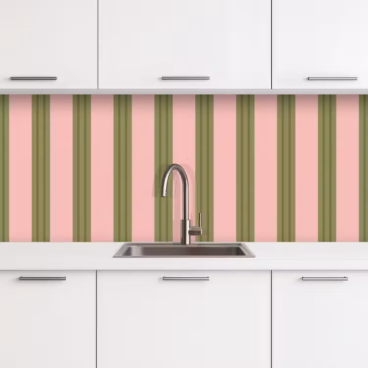 Patroon - Strepen - Abstract - Roze - Groen keuken achterwand 2 middel -3d