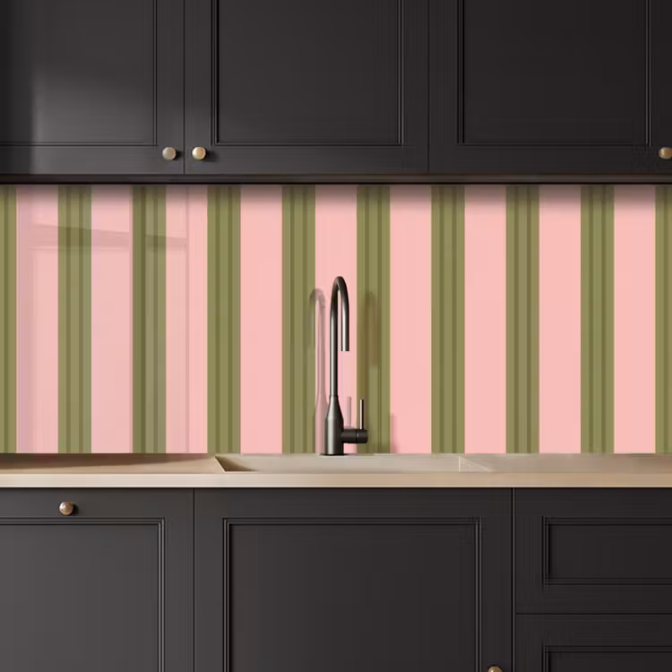 Patroon - Strepen - Abstract - Roze - Groen keuken achterwand 2 middel -sfeer1