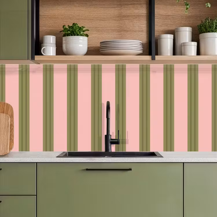 Patroon - Strepen - Abstract - Roze - Groen keuken achterwand 2 middel -sfeer3