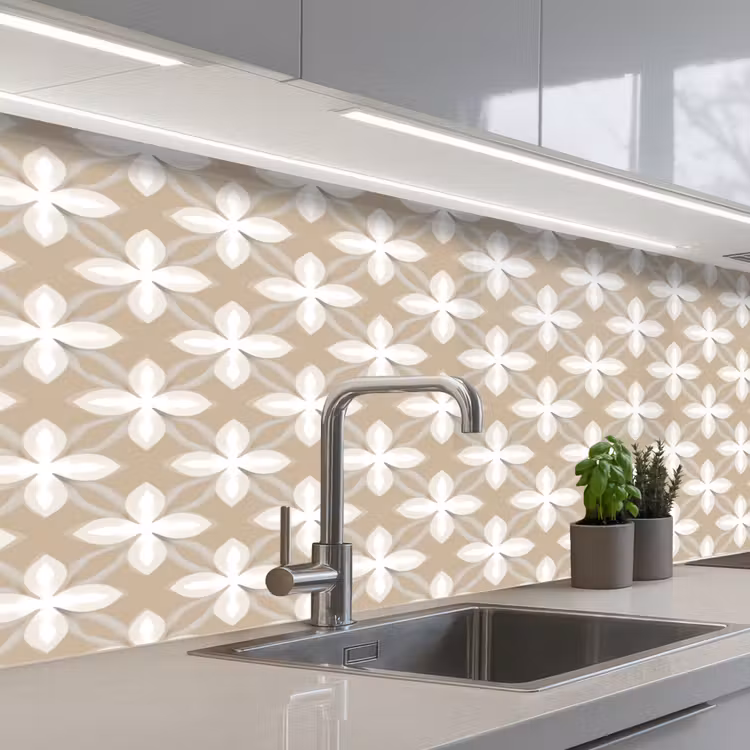Patroon - Symmetrisch - Beige keuken achterwand 2 middel 871 -3d_schuin