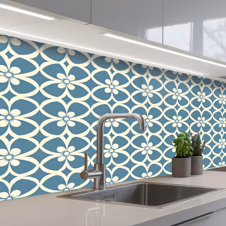Patroon - Symmetrisch - Blauw keuken achterwand 2 middel 871 -3d_schuin