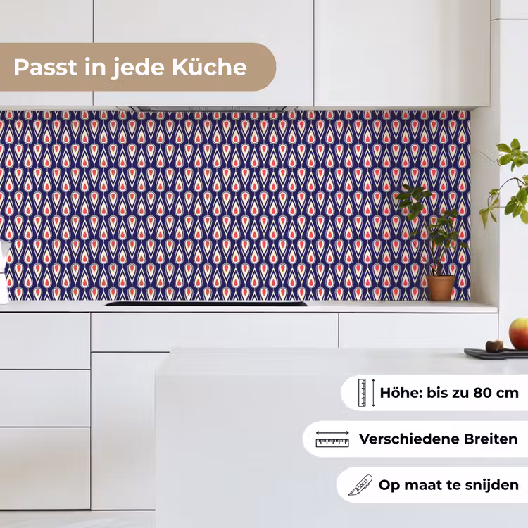 Patronen - Vintage - Blauw - Rood keuken achterwand 2 middel 871 -sfeer4_DE