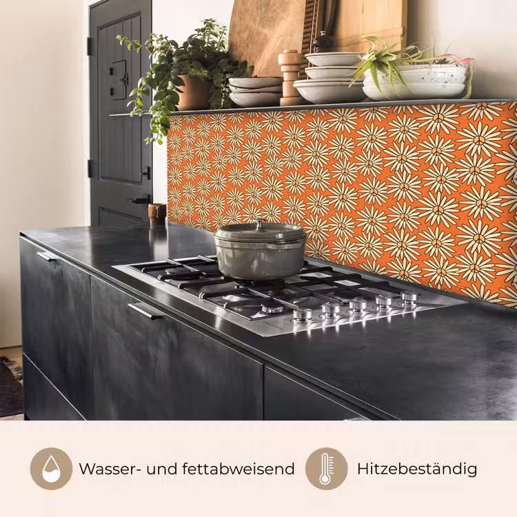 Patronen - Vintage - Bloem - Oranje keuken achterwand 2 middel 871 -usp_DE