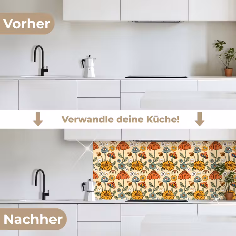 Patronen - Vintage - Bloemen - Ogen keuken achterwand 2 middel 871 -voor-na_DE