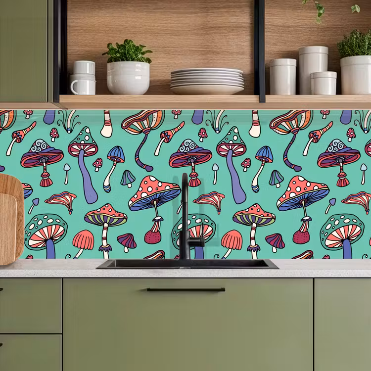 Patronen - Vintage - Paddenstoelen - Natuur keuken achterwand 2 middel 871 -sfeer3