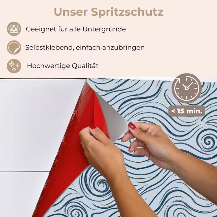 Patroon - Golven - Abstract - Modern - Blauw keuken achterwand spatscherm klein -spatscherm_DE
