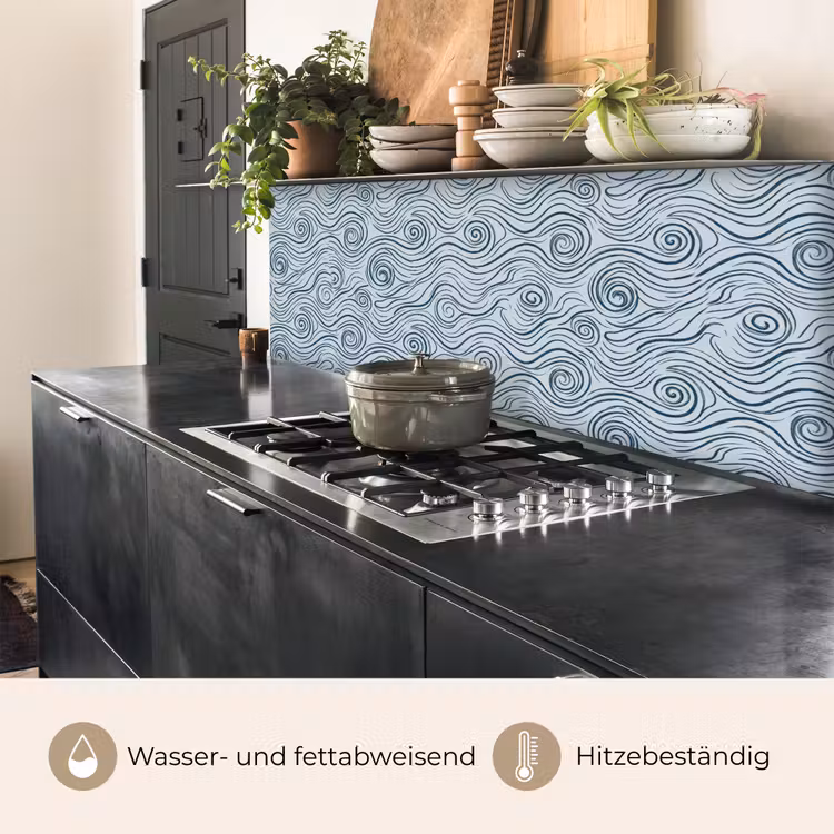 Patroon - Golven - Abstract - Modern - Blauw keuken achterwand 2 middel -usp_DE