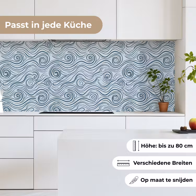 Patroon - Golven - Abstract - Modern - Blauw keuken achterwand 2 middel -sfeer4_DE
