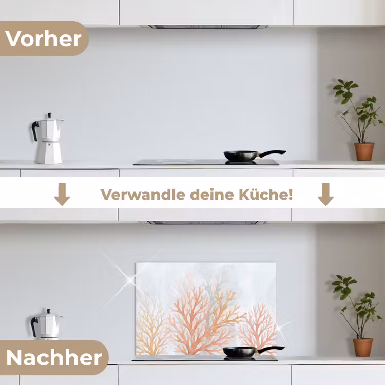 Natuur - Abstract - Aquarel - Organisch - Warm keuken achterwand spatscherm klein -voor_na_DE