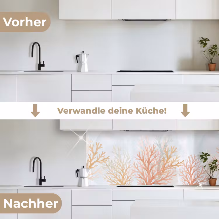 Natuur - Abstract - Aquarel - Organisch - Warm keuken achterwand 2 middel -voor-na_DE