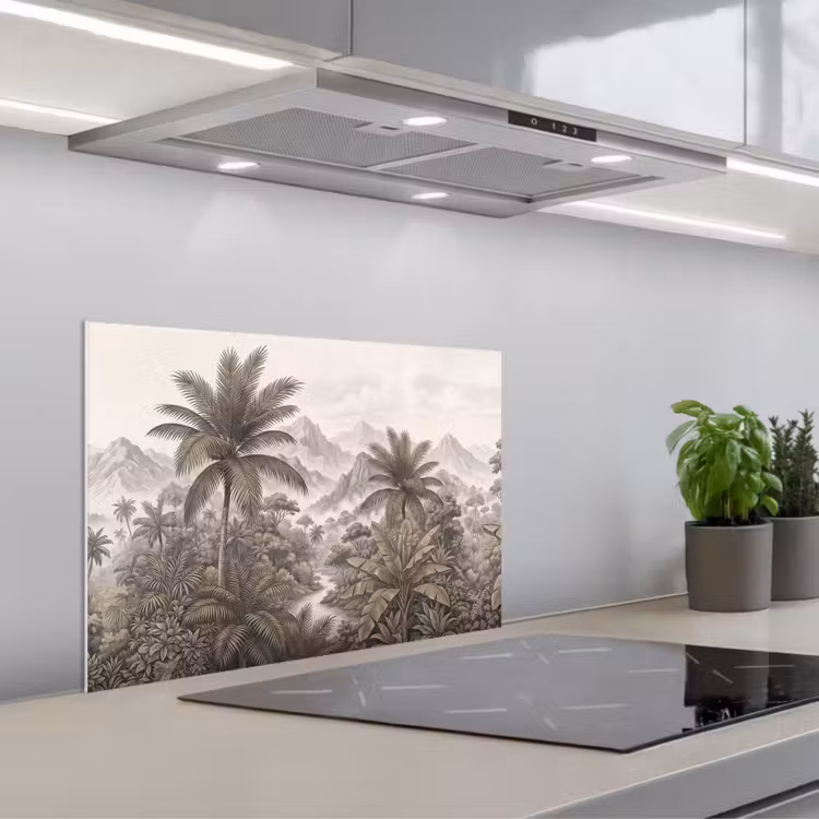 Natuur - Bergen - Rivier - Tropisch - Vintage keuken achterwand spatscherm klein -3d_schuin