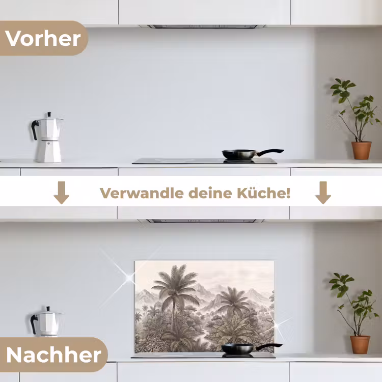 Natuur - Bergen - Rivier - Tropisch - Vintage keuken achterwand spatscherm klein -voor_na_DE