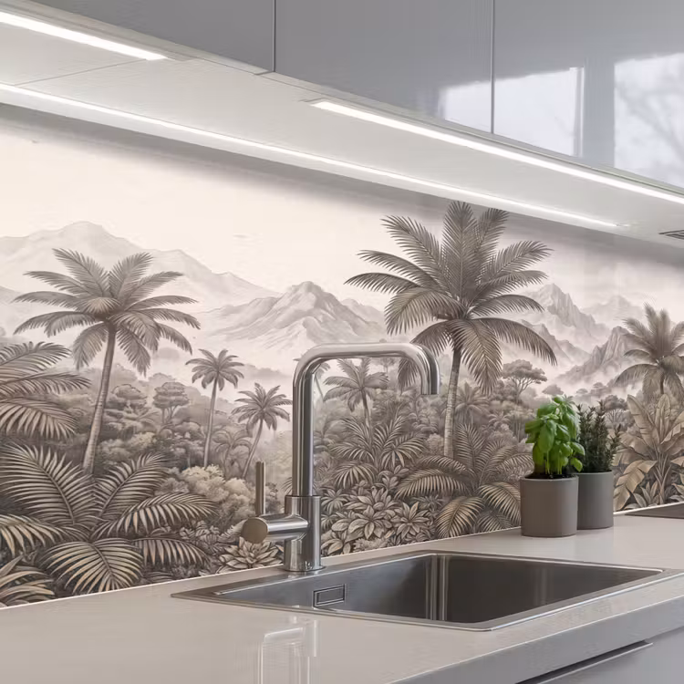 Natuur - Bergen - Rivier - Tropisch - Vintage keuken achterwand 2 middel -3d_schuin