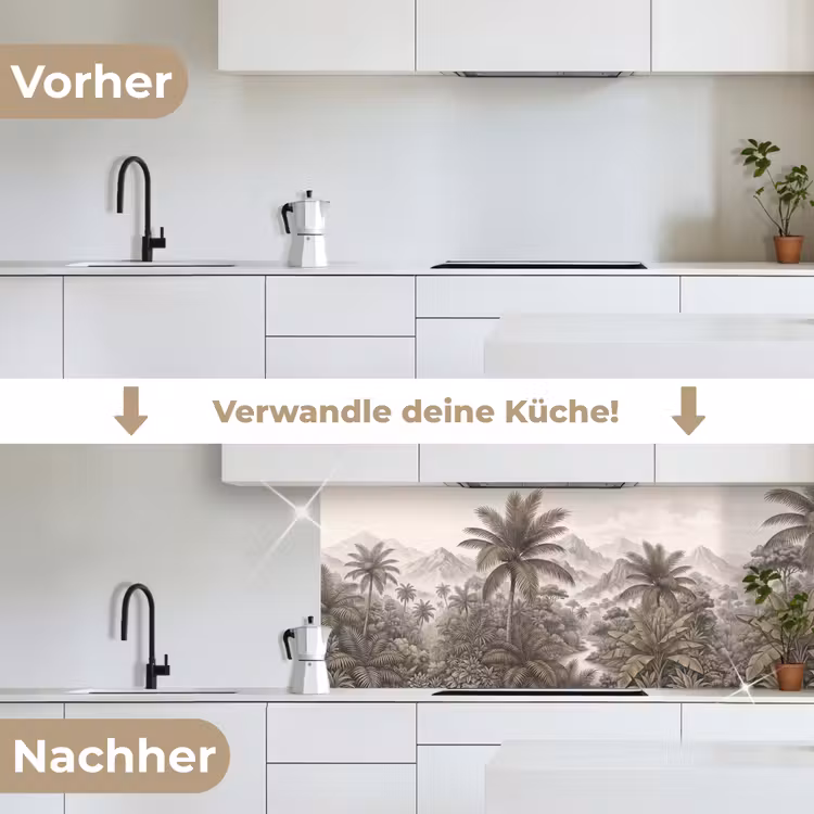 Natuur - Bergen - Rivier - Tropisch - Vintage keuken achterwand 2 middel -voor-na_DE