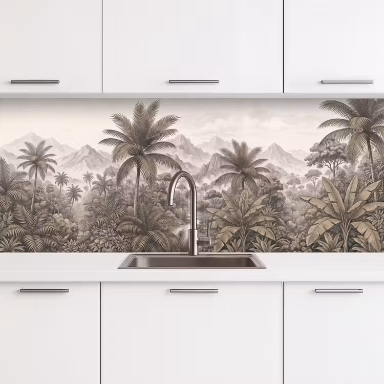 Natuur - Bergen - Rivier - Tropisch - Vintage keuken achterwand 2 middel -3d