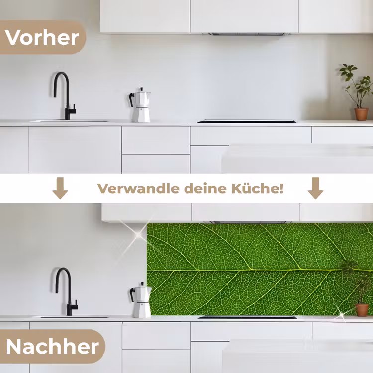 Natuur - Blad - Groen keuken achterwand 2 middel -voor-na_DE