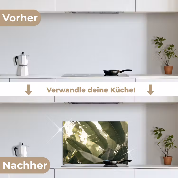 Natuur - Bladeren - Groen - Tropisch - Detail keuken achterwand spatscherm klein -voor_na_DE