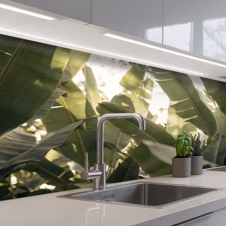 Natuur - Bladeren - Groen - Tropisch - Detail keuken achterwand 2 middel -3d_schuin