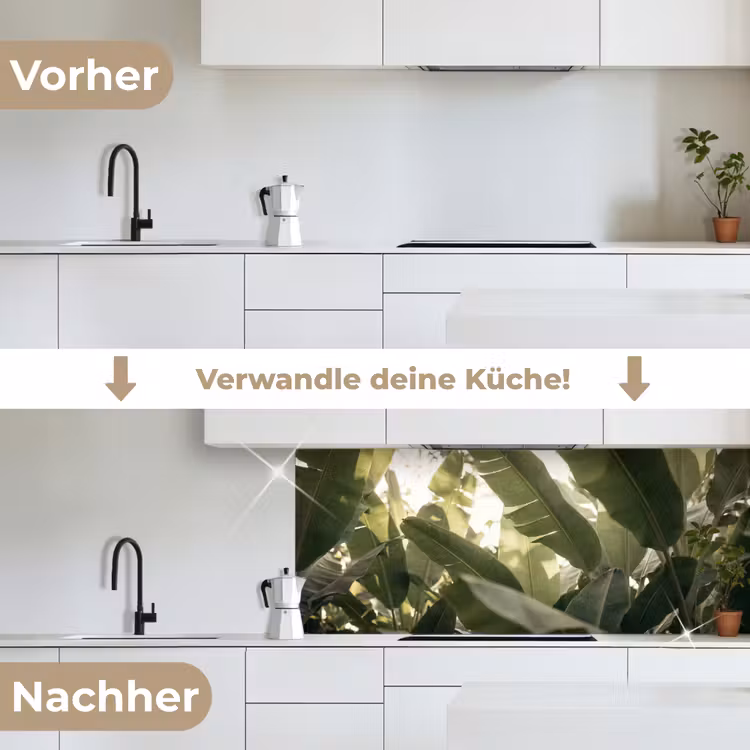 Natuur - Bladeren - Groen - Tropisch - Detail keuken achterwand 2 middel -voor-na_DE