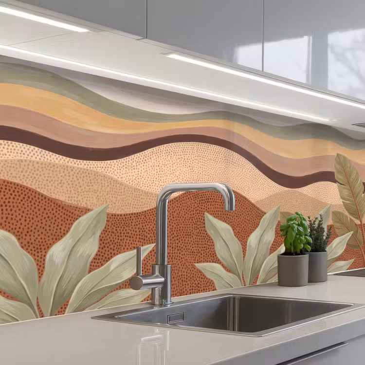Natuur - Bladeren - Landschap - Abstract - Aardetinten keuken achterwand 2 middel -3d_schuin