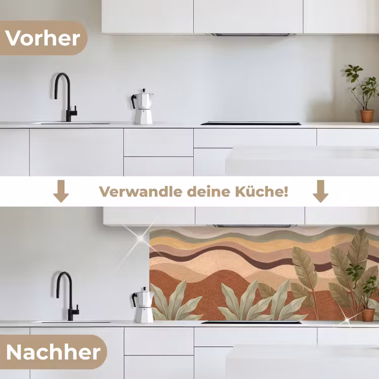 Natuur - Bladeren - Landschap - Abstract - Aardetinten keuken achterwand 2 middel -voor-na_DE