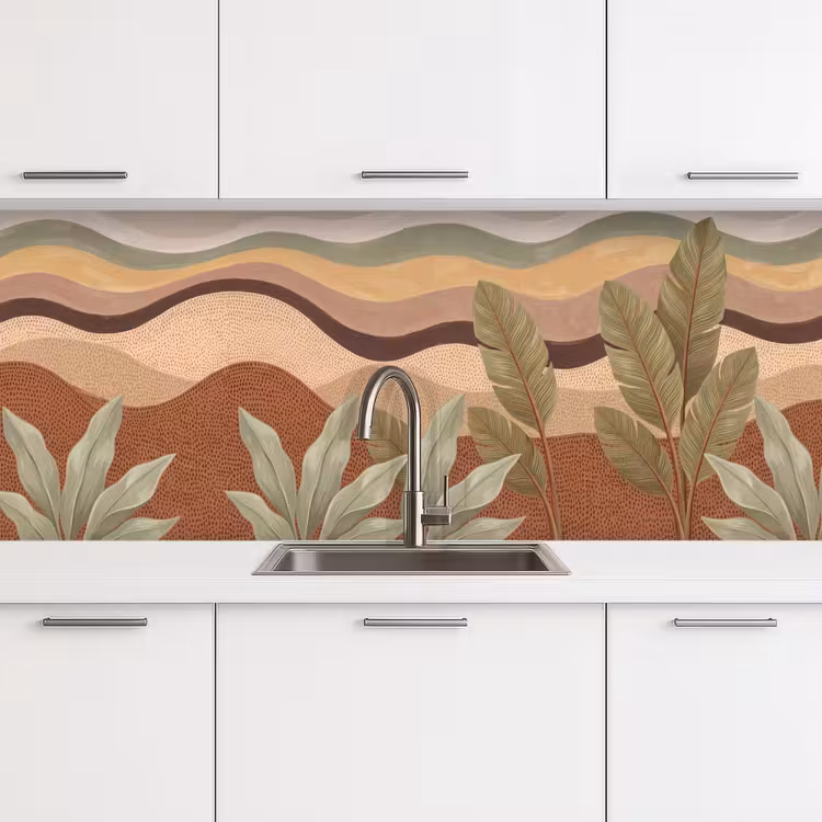 Natuur - Bladeren - Landschap - Abstract - Aardetinten keuken achterwand 2 middel -3d